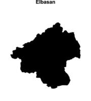 Elbasan county blank outline map vector