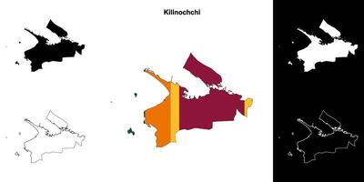 Kilinochchi district outline map set vector