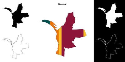 Mannar district outline map set vector