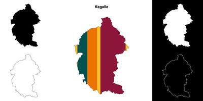 Kegalle district outline map set vector