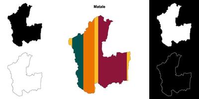 Matale district outline map set vector