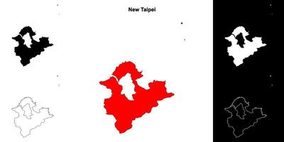New Taipei outline map set vector