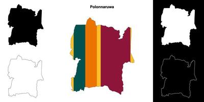 Polonnaruwa district outline map set vector