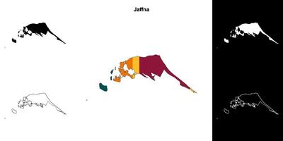 Jaffna district outline map set vector