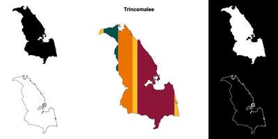 Trincomalee district outline map set vector