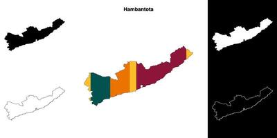 Hambantota district outline map set vector