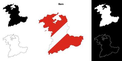 Bern canton outline map set vector