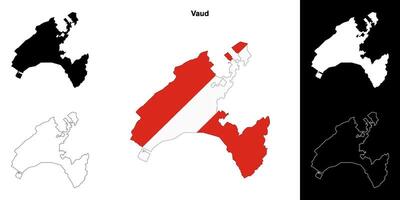Vaud canton outline map set vector