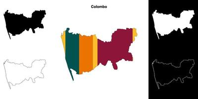 Colombo district outline map set vector