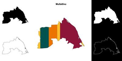 Mullaitivu district outline map set vector