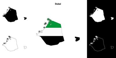 Dubai emirate outline map set vector
