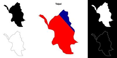 Taipei outline map set vector