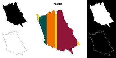 Kalutara district outline map set vector
