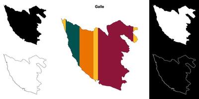 Galle district outline map set vector