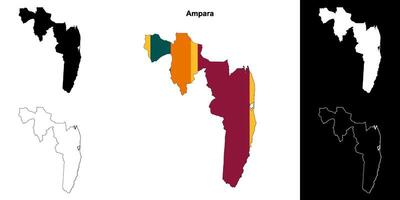 Ampara district outline map set vector