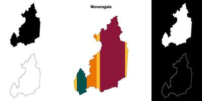 Moneragala district outline map set vector