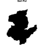 Sari Pul province blank outline map vector