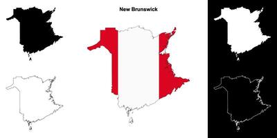 New Brunswick blank outline map set vector