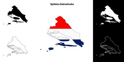 Splitsko-Dalmatinska county outline map set vector