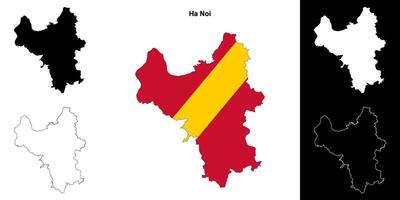 Ha Noi blank outline map set vector