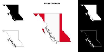 British Columbia blank outline map set vector