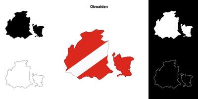 Obwalden canton outline map set vector