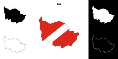 Zug canton outline map set vector