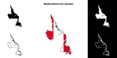 Newfoundland and Labrador blank outline map set vector