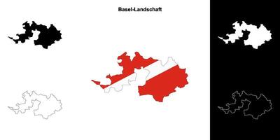 Basel-Landschaft canton outline map set vector