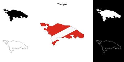 Thurgau canton outline map set vector