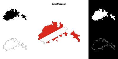 Schaffhausen canton outline map set vector