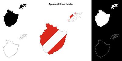 Appenzell Innerrhoden canton outline map set vector