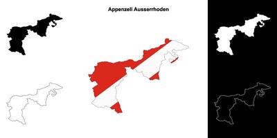 Appenzell Ausserrhoden canton outline map set vector