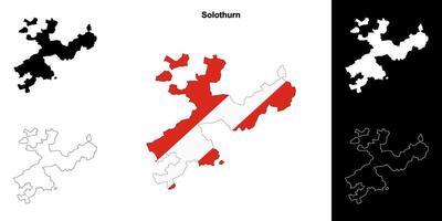 Solothurn canton outline map set vector