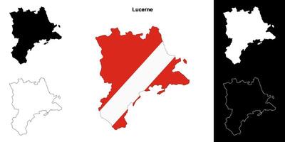 Lucerne canton outline map set vector