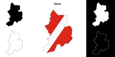 Glarus canton outline map set vector