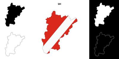 Uri canton outline map set vector