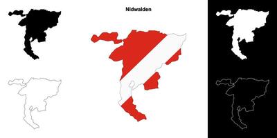 Nidwalden canton outline map set vector