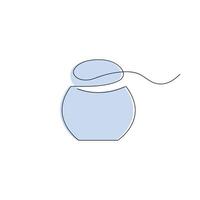 Dental floss in one continuous line in color. One line drawing, minimalism. vector