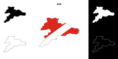 Jura canton outline map set vector