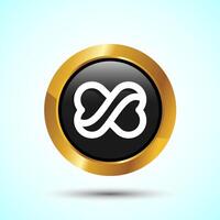 Infinity, Eternity, Icon Design Illustration, Endless Icon For Apps and Websites, Gold Color Round Button Design vector