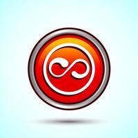 Infinity, Eternity, Icon Design Illustration, Endless Icon For Apps and Websites, Orange Color Round Button Design vector