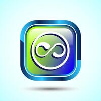 Infinity, Eternity, Icon Design Illustration, Endless Icon For Apps and Websites, Glossy Square Button Design vector