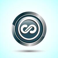 Infinity, Eternity, Icon Design Illustration, Endless Icon For Apps and Websites, Gray Color Round Button Design vector