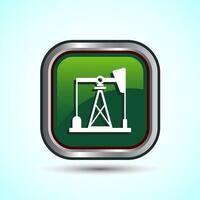 Oil Pump Icon Design Illustration, Industrial Icon For Apps and Websites, Green Color Square Button Design vector