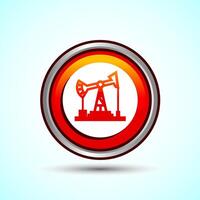 Oil Pump Icon Design Illustration, Industrial Icon For Apps and Websites, Orange Color Round Button Design vector