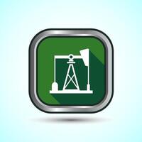 Oil Pump Icon Design Illustration, Industrial Icon For Apps and Websites, Green Shadow Button Design vector