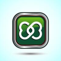 Infinity, Eternity, Icon Design Illustration, Endless Icon For Apps and Websites, Green Color Square Button Design vector