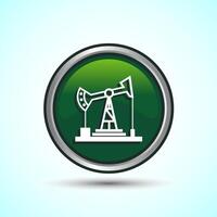 Oil Pump Icon Design Illustration, Industrial Icon For Apps and Websites, Green Color Round Button Design vector