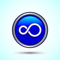 Infinity, Eternity, Icon Design Illustration, Endless Icon For Apps and Websites, Blue Color Round Button Design vector